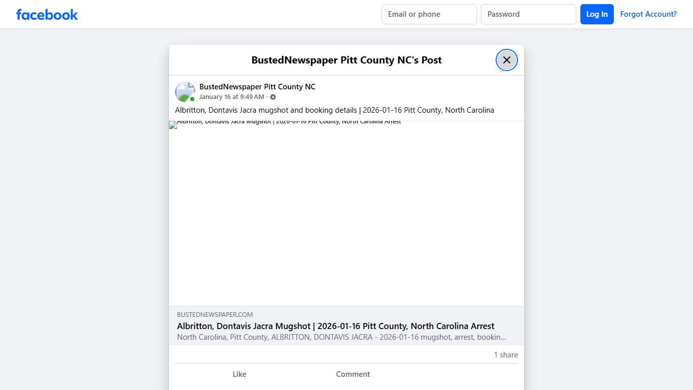 Albritton, Dontavis Jacra... - BustedNewspaper Pitt County NC Facebook